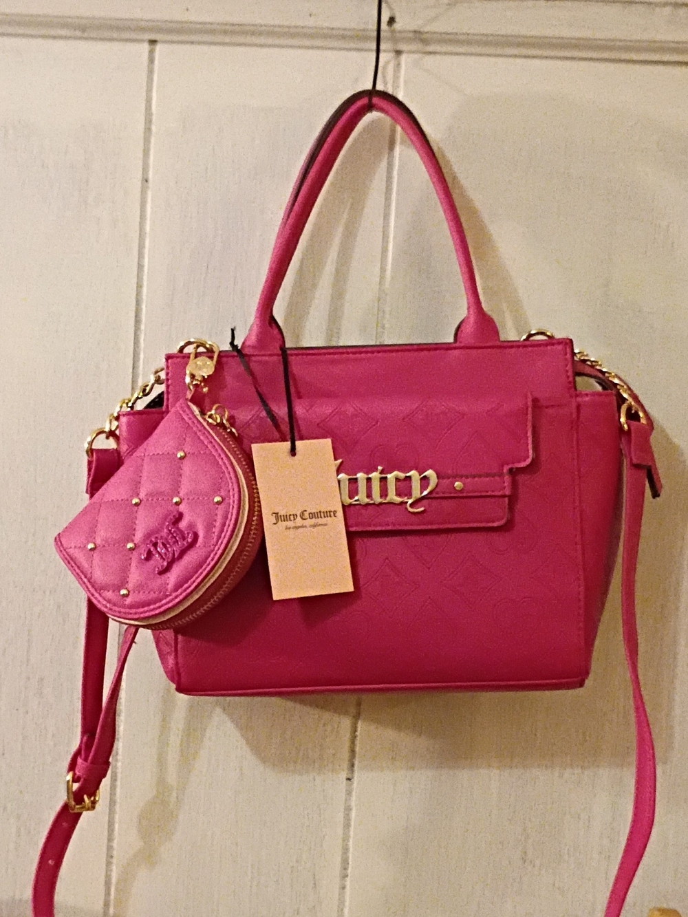 Juicy Couture Pink Quilted Satchel with Coin Pouch